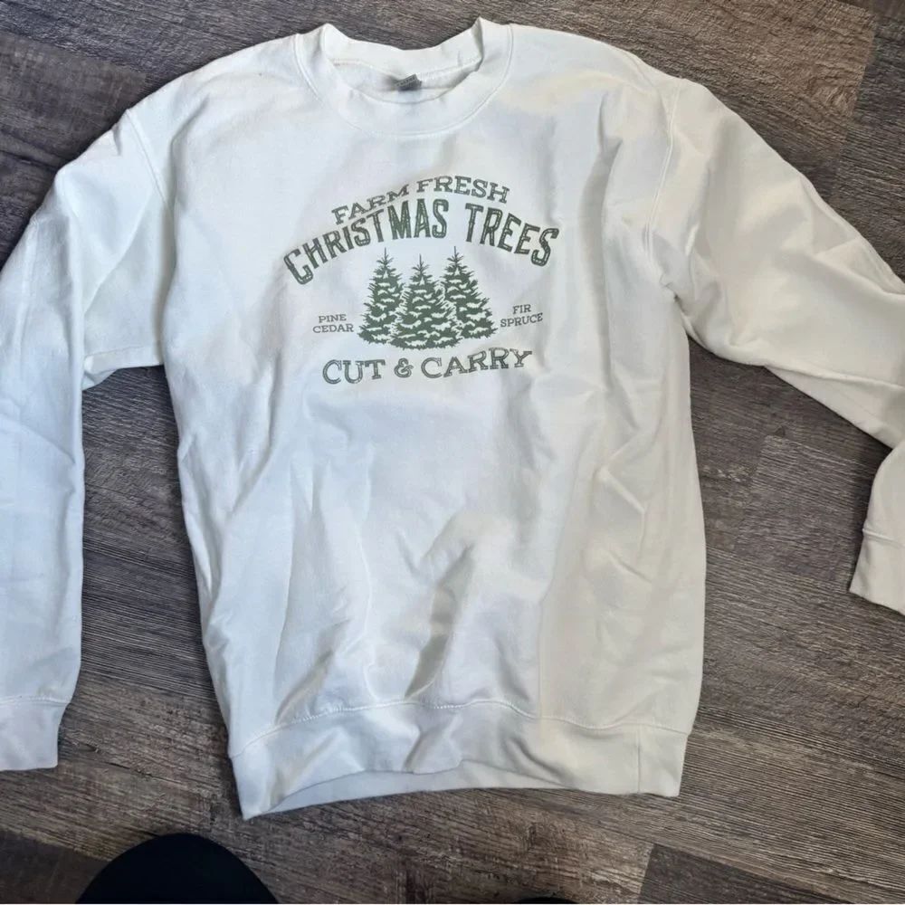 White Christmas Trees Sweater